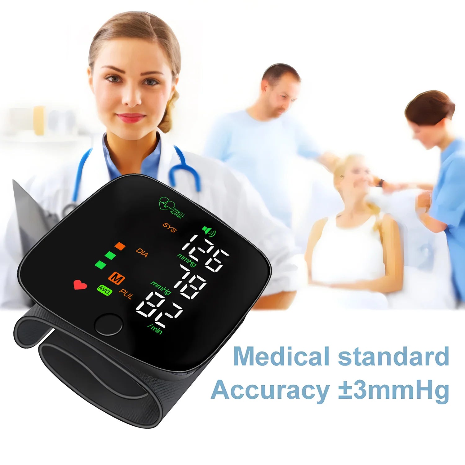 Rechargeable Wrist Blood Pressure Monitor Medical Russian/No Voice Digitlal Display Health Sphygmomanometer Tonometer