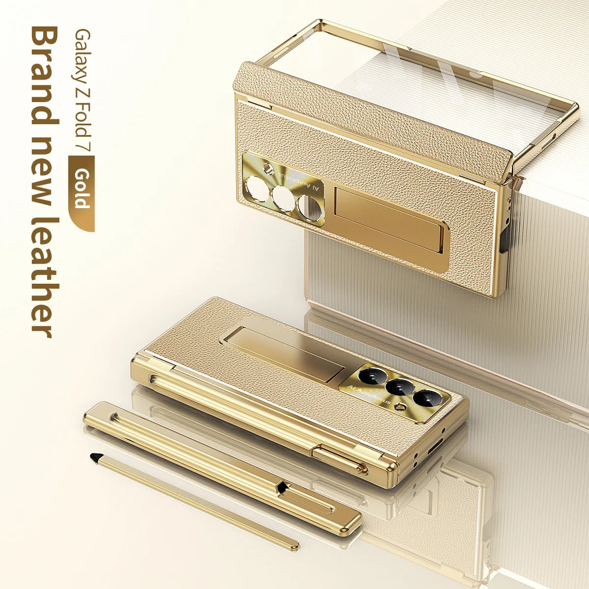 Samsung Galaxy Z Fold 7 Case with S Pen Slot & Hinge Protection Golden China Mainland Tidesmit