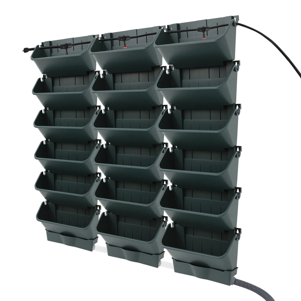 Automatic Self Watering Hanging Planter with Timer, 18 Pots Vertical Wall Garden System, Smart Drip Irrigation Kit for Indoor Outdoor Plants, Space Saving Wall Mounted Planter for Herbs Flowers Vegetables