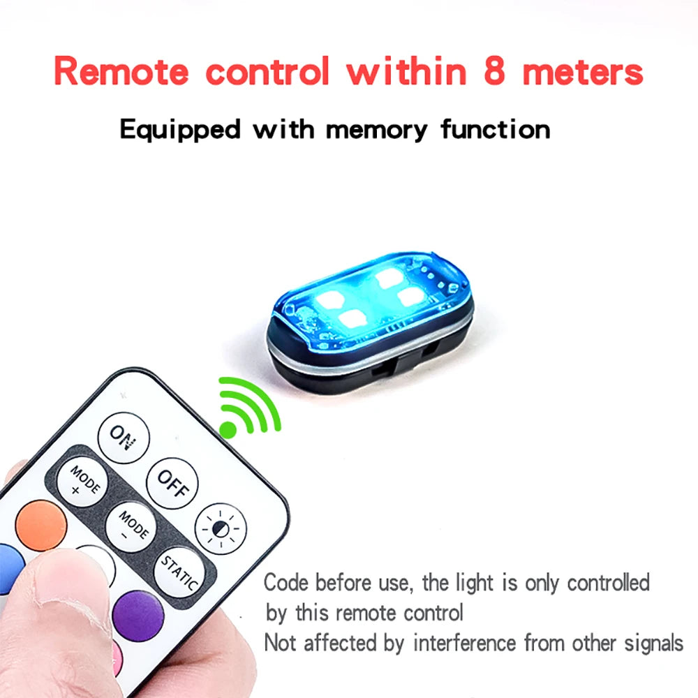 Wireless RGB LED Strobe Lights for Car - 8 Color Auto Warning Kit Tidesmit