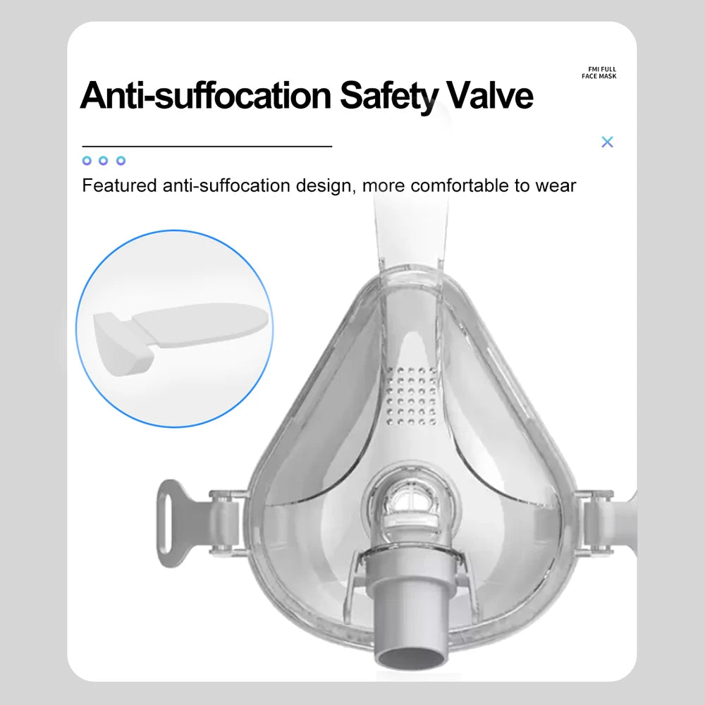 CPAP Full Face Mask with Medical Silicon Cushions for Auto BiPAP CPAP Machine Mouth Nasal Mask for Sleep Apnea Anti Snoring