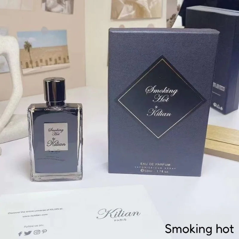 Kilian Smoking Hot Unisex Eau de Parfum 50ml: rectangular glass bottle with warm, spicy, niche oriental scent.