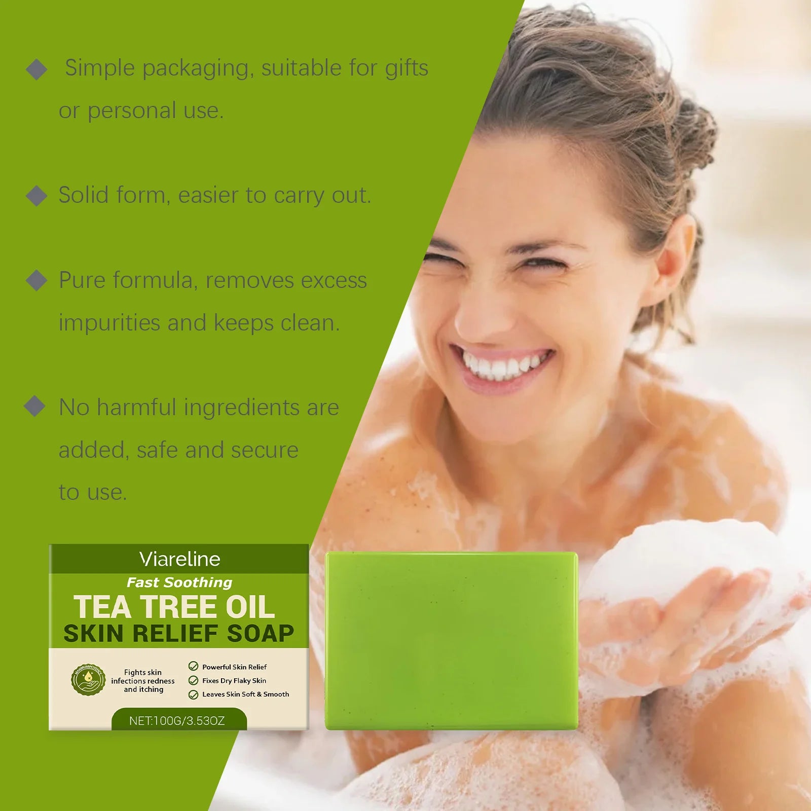 Tea Tree Oil Soap Deep Cleansing Bar - Natural Cruelty-Free Skin Care Scrubs Treatments Tidesmit