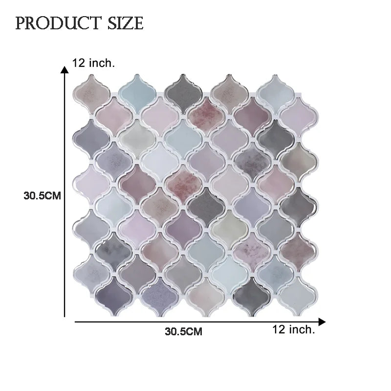 5/10PCS Self Adhesive Mosaic Vinyl Wall Tiles Stickers Wallpaper Gourd Shape 12X12Inch Brick Design for Kitchen Home Decoration