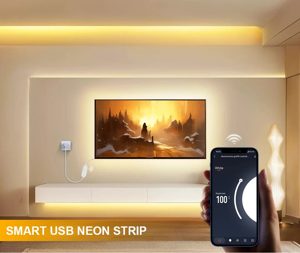 WiFi Smart LED Neon Strip Light - Flexible App-Controlled USB Tape Tidesmit
