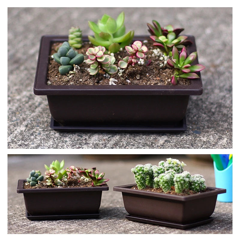 Garden Landscape Bonsai Tray Square Rectangular Flowerpot Succulent Plant Flowerpot Bonsai Pot Small Potted Gardening Supplies