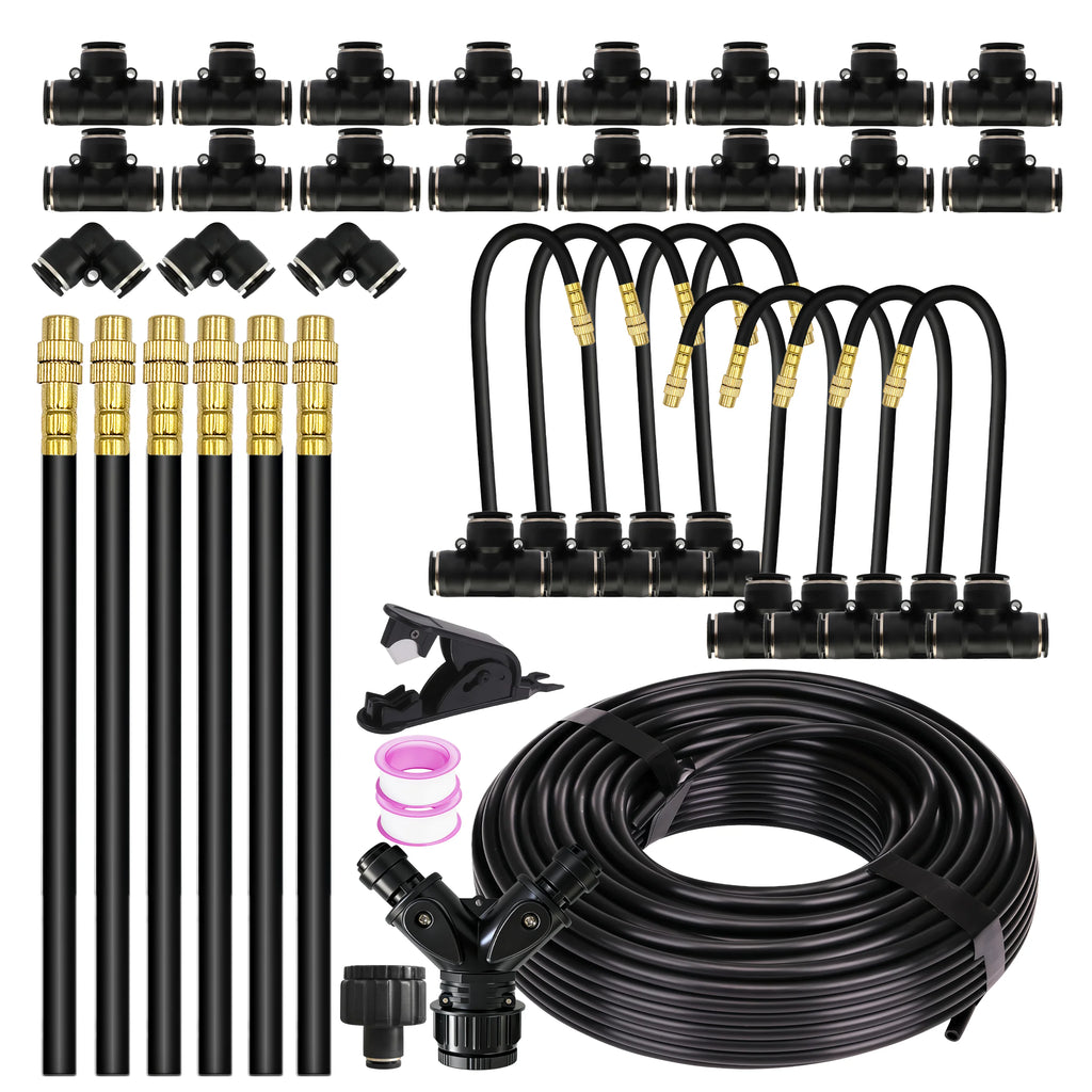 Garden 5-30M 8mm PE Hose 20cm 360° Bending Brass Nozzle Spray Kit Atomized Automatic Irrigation Equipment Plants Mist Wateriing