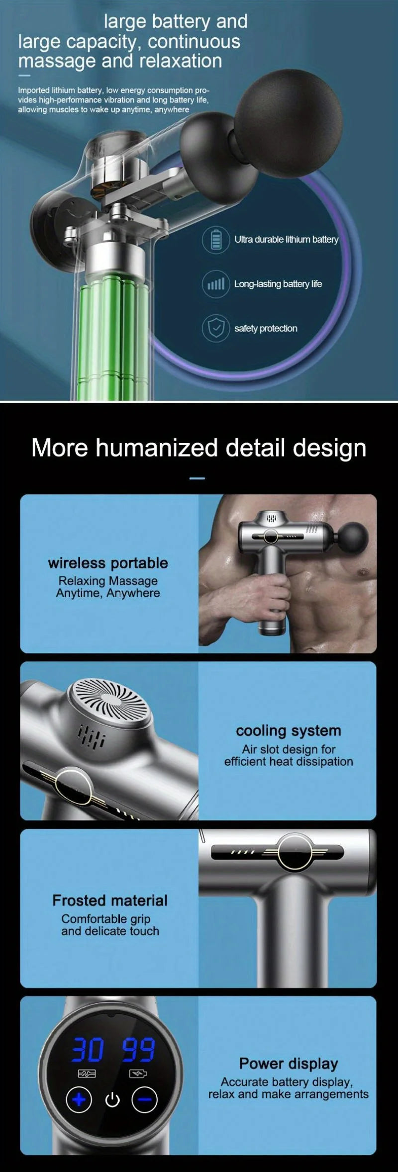Deep Tissue Massage Gun | 99-Speed Portable Muscle Recovery Device Relaxation Treatment Tidesmit