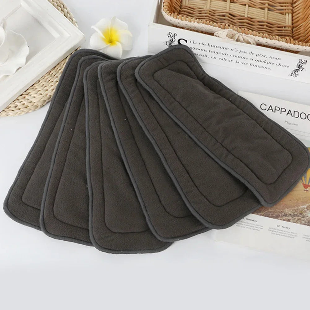 1PC Adult Diaper Insert 4/5-Layer Bamboo Charcoal High Absorption Washable Cloth Diapers Liner Reusable Nappies for Incontinent