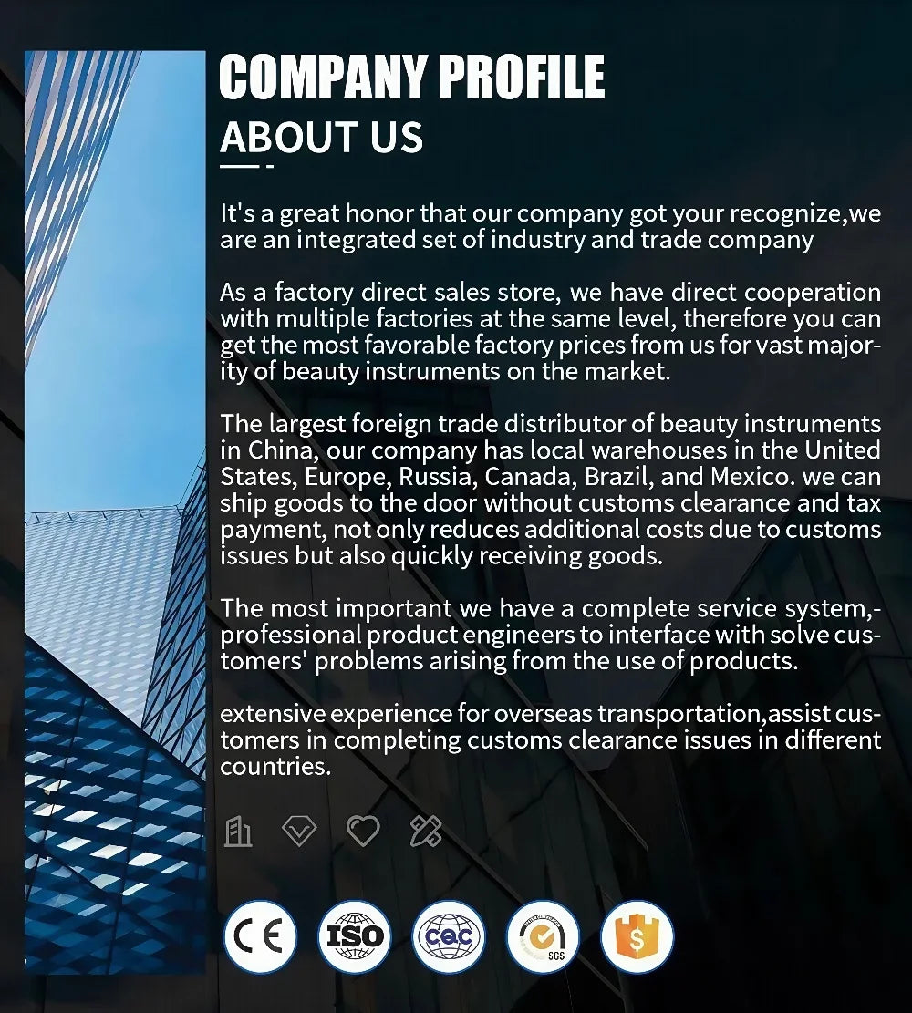 Company profile for professional EMS body sculpting, cellulite reduction, and muscle building beauty equipment supplier.