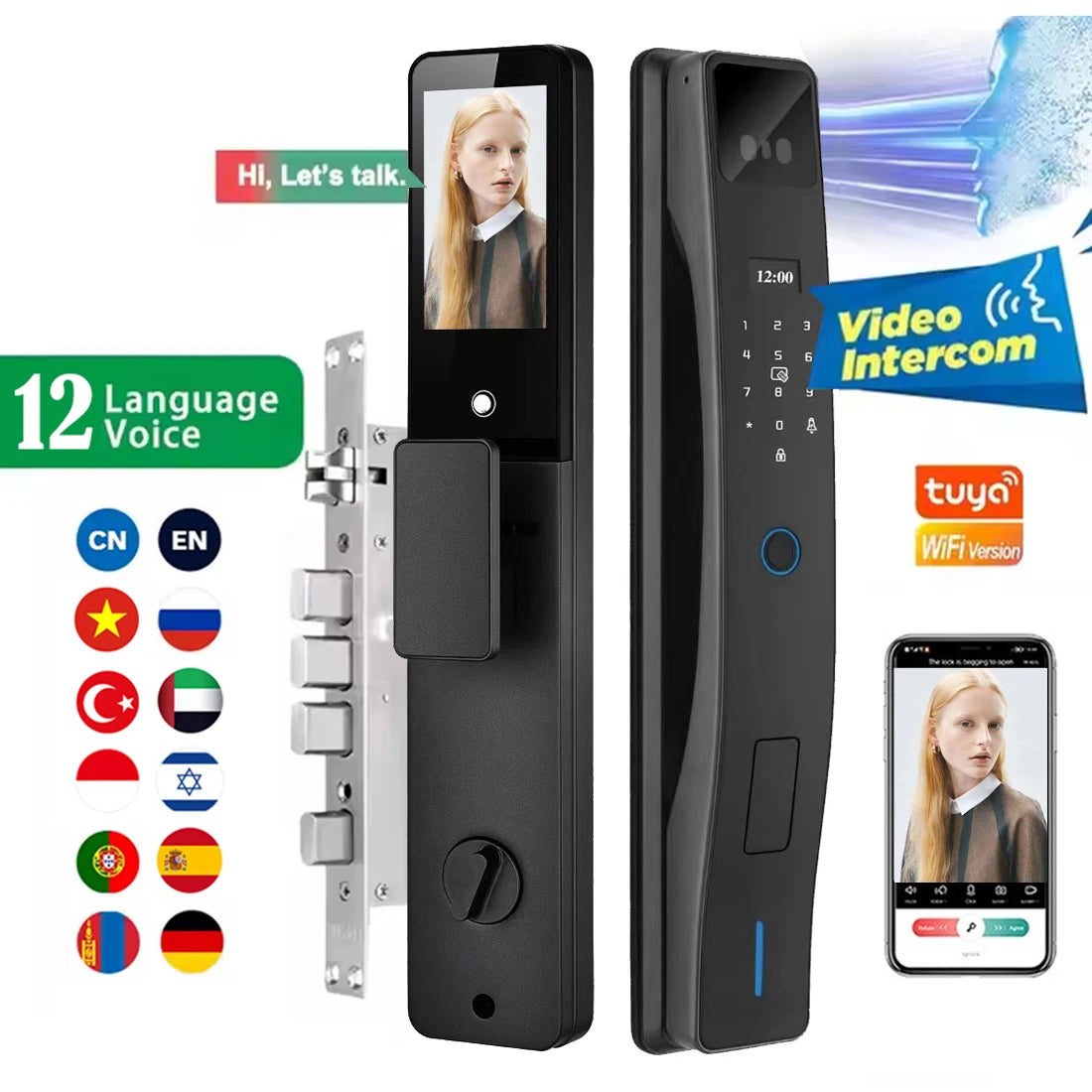 Smart Electronic Door Lock Password Automatic Biometric Fingerprint Lock For Home Security Tuya Smart Door Lock With Camera