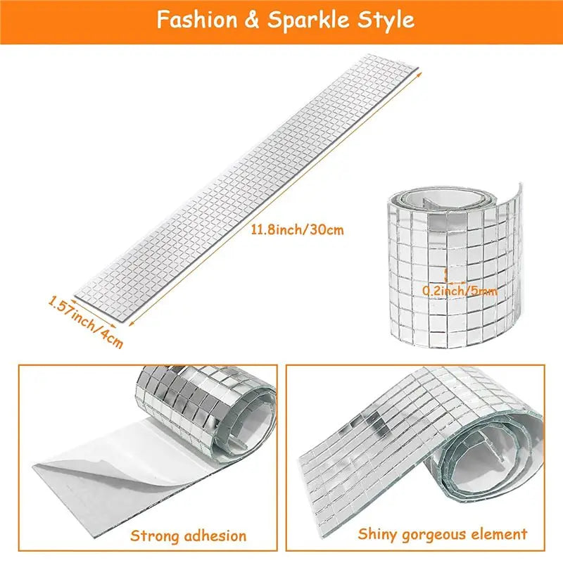 26 PCS Mirror Mosaic Tiles Self Adhesive Disco Ball Tiles Sticker For DIY Craft Silver
