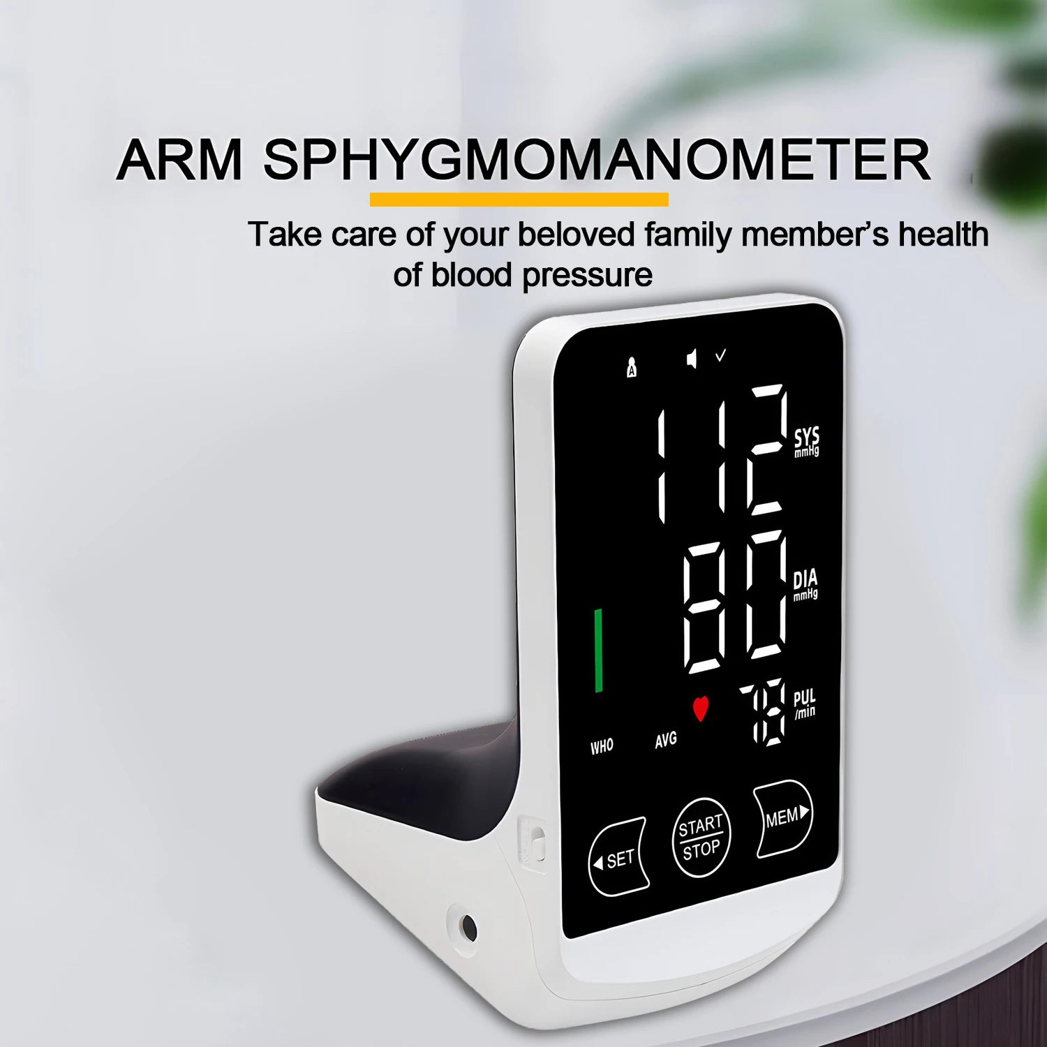 Voice Tonometer Portable LED Upper Arm Bp Machine Home Monitor Blood Pressure Meter Cuff Digital for Home Use Health Care