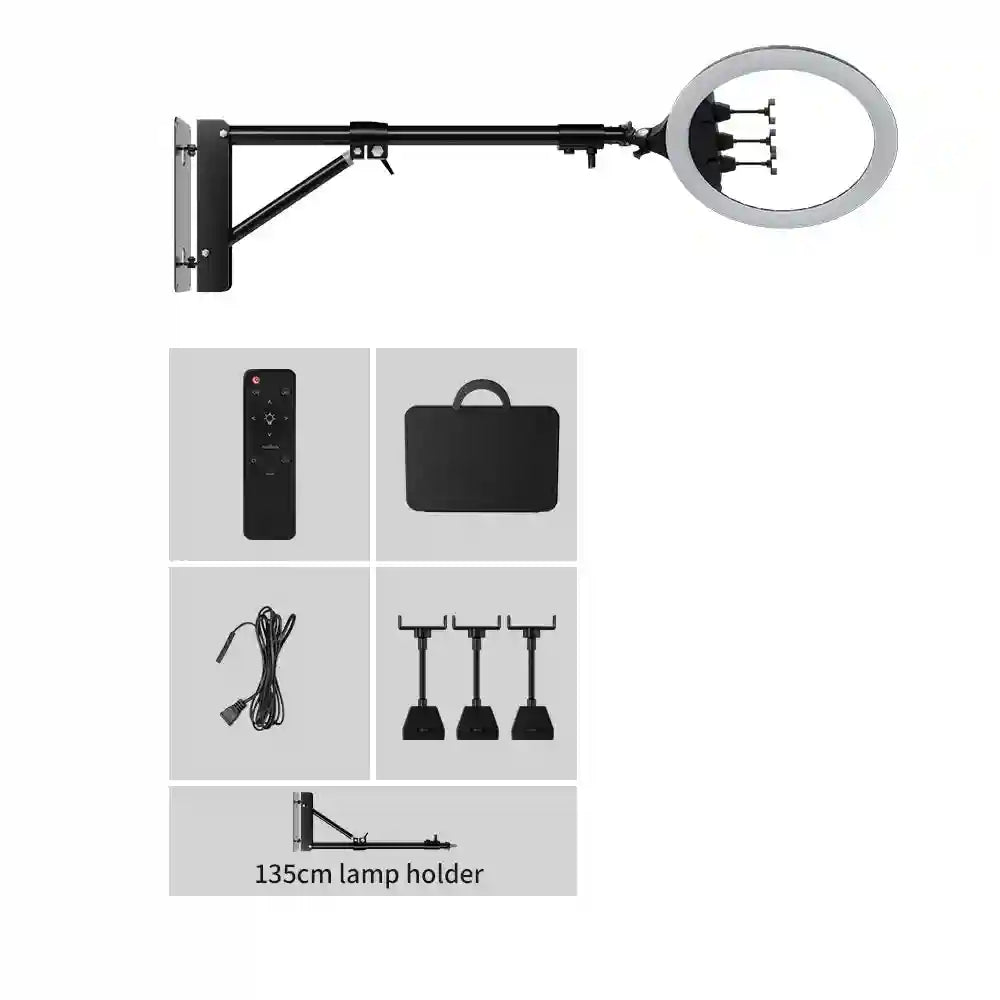 18 Inch LED Ring Light with Adjustable Tripod for Content Creation 135cm Wall bracket F Tidesmit