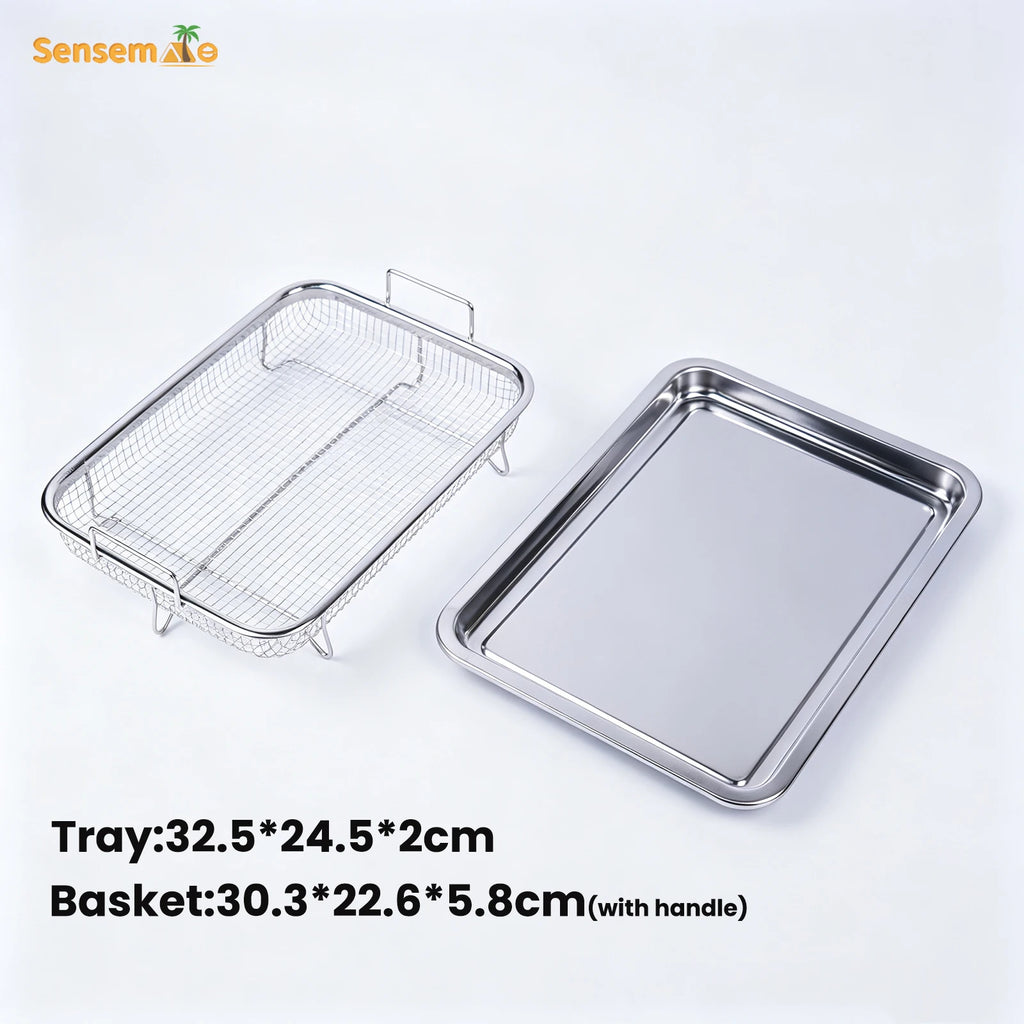 Oven Baking Tray Stainless Steel Baking Pan With A Rack Air Fryer Basket Frying Basket Bakeware Crisper Tray Oven Baking Pan