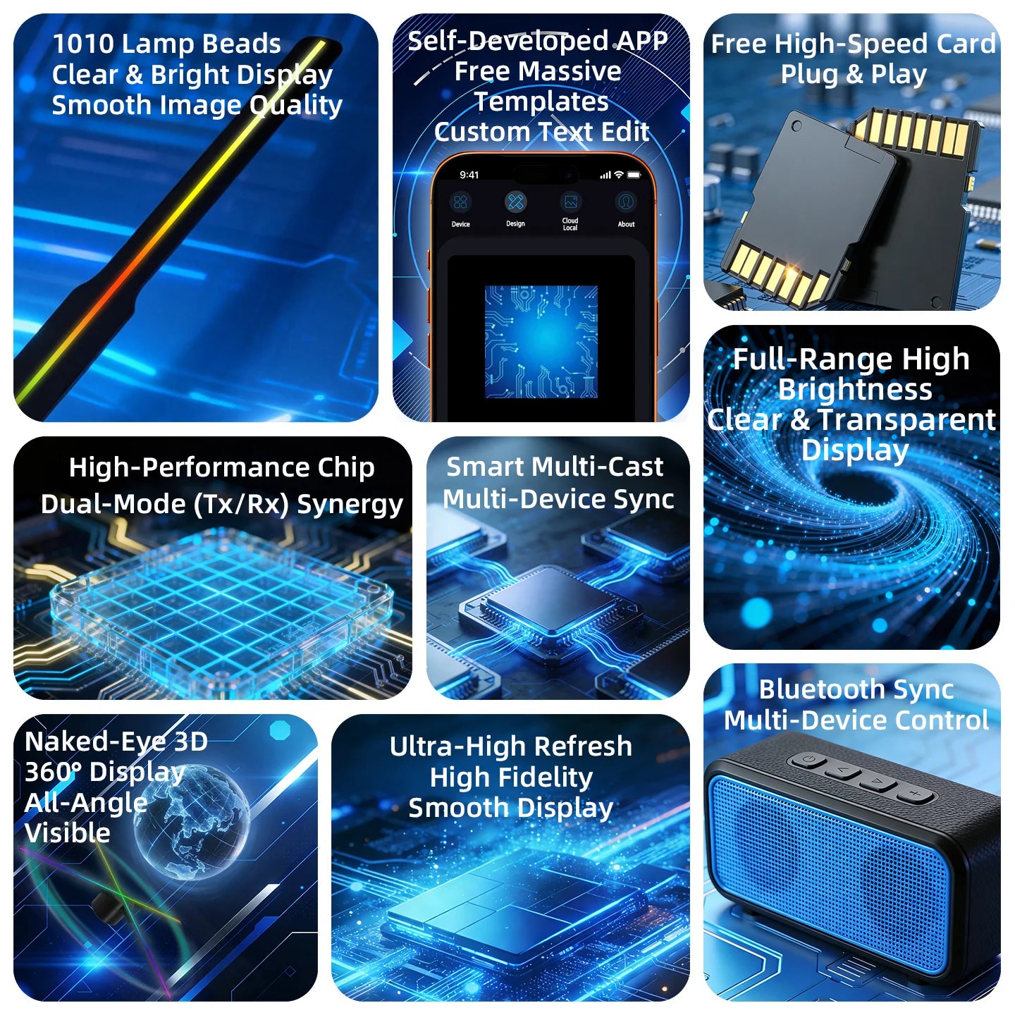 Ultra HD Naked Eye 3D Holographic Fan 100cm Shop Bar Commercial Advertising Light Support Wireless Upload Video Cloud Controll