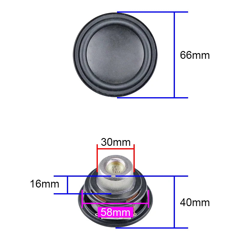 GHXAMP 2.5 inch 66mm High-quality Round Mid Bass Speaker Neodymium 6OHM 20W For House of Marley Get Together Mini Portable 2pcs