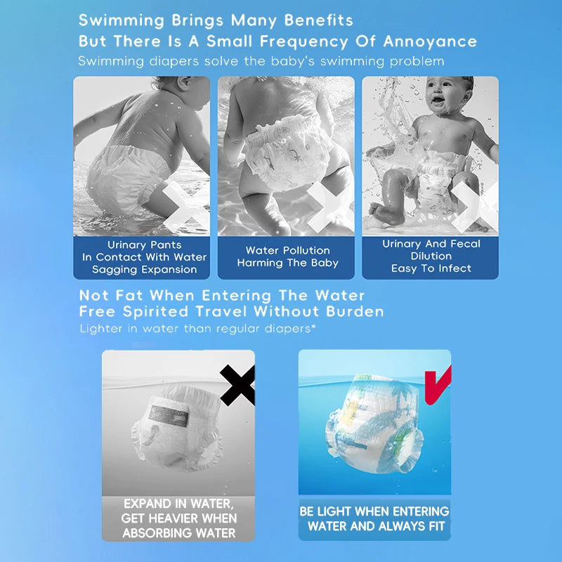 Waterproof Baby Swimming Diaper Disposable Swimwear Pull-Up Pants 0-3 Years Toddler Aquatic Trousers Infant Baby Swimming Trunks