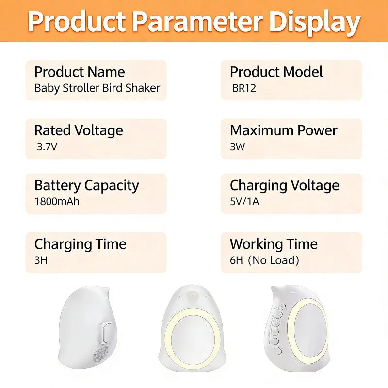 Baby Stroller Rocker Calming Device Wireless Bluetooth Speaker Sleep Aid Vibrating With Soothing Music White Noise Sound