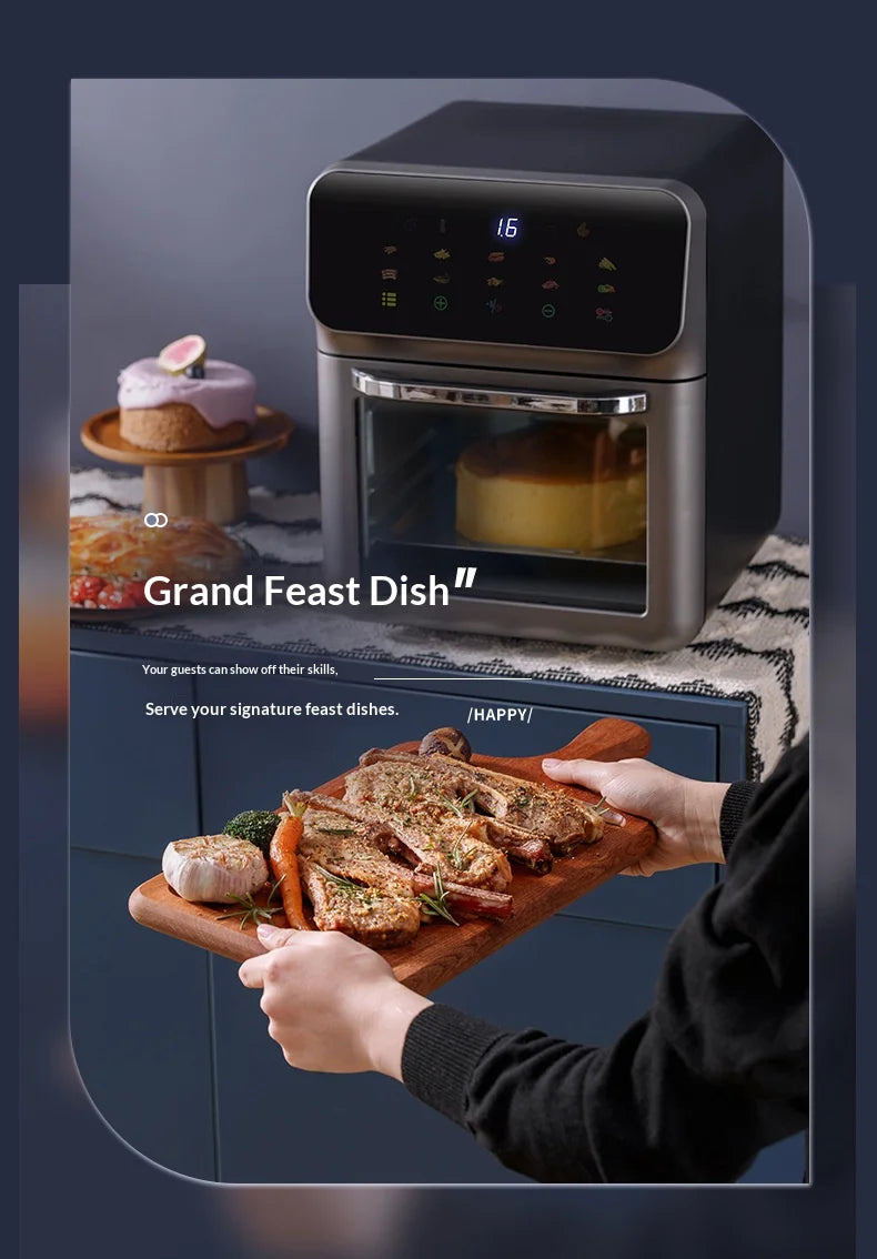 Commercial  Digital  High-quality Smart Electric Square Air Fryer Oven  Touchscreen Display Stainless Steel  for  Household