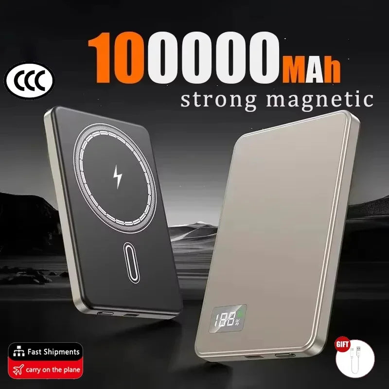 Tidesmit Magnetic Wireless Power Bank | Fast Charging Portable Charger Golden 100000mAh Tidesmit