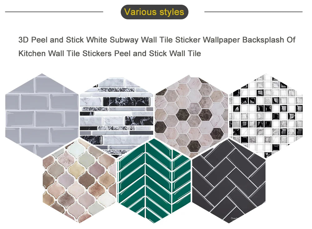 5/10Sheet Stick on Self-Adhesive Tile White Peel and Stick Tiles for Kitchen and Bathroom Herringbone Peel and Stick Back Splash