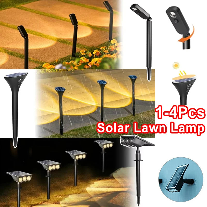 1-4pcs LED Solar Landscape Lights Outdoor IP65 Waterproof Solar Light Solar Garden Spotlight for Yard Lawn Walkway Courtyard