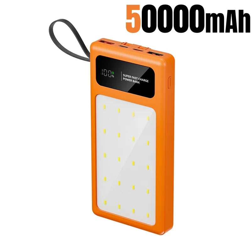 Tidesmit High Capacity Portable Power Bank with LED Camping Light Orange 50000mAh Tidesmit