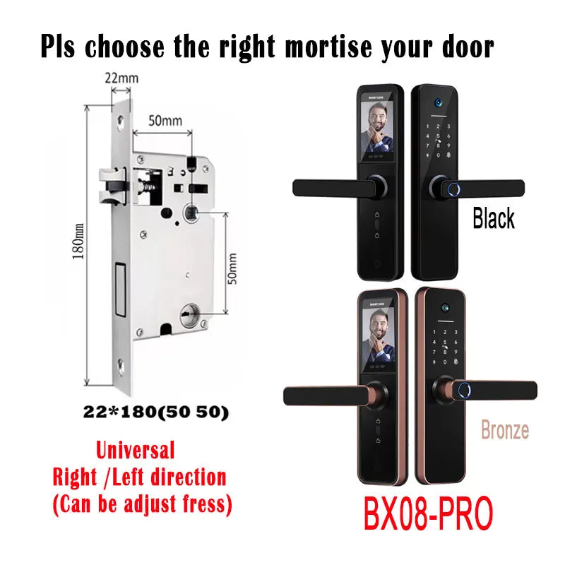 Tuya visual Wifi Digital Electronic Smart Fingerprint Door Lock With Biometric Camera intelligence Card Password Key Unlock