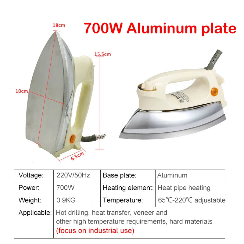 Tidesmit 1KW electric iron showing 6 gear heat settings for clothes, wood veneer, and hot drilling mounting projects