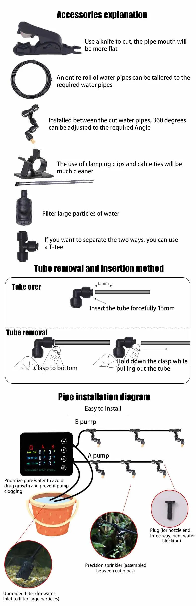 Rainforest Sprayer Double Pump Control Automatic Mist Timing Spray System Kit Irrigation Timer Reptile Sprayer Humidifier