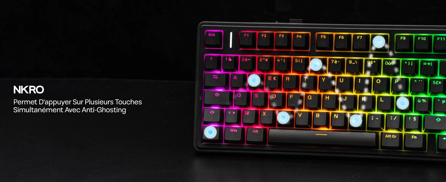 ISO-FR Layout AULA F75 75% AZERTY French Layout Wired/Bluetooth/2.4G Wireless Mechanical Gaming Keyboard RGB Backlighting 4000mAh Battery For Win/Mac