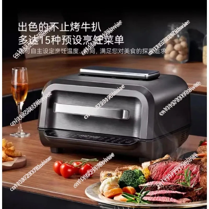 8-in-1 Multifunctional Indoor Smokeless Grill&Air Fryer Built With Smart Thermometer, Household Multi-purpose Cooking Appliance