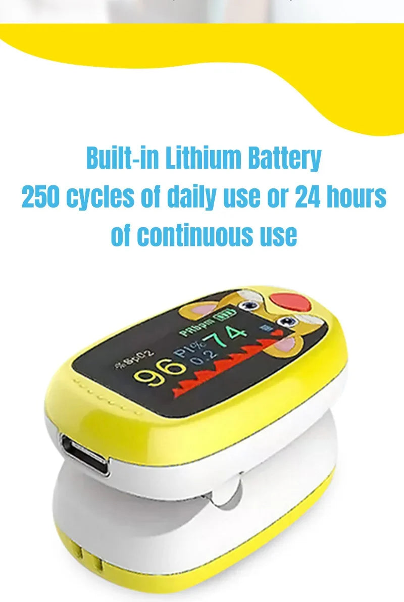 USB Pediatric Oximeter Finger Blood Oxygen Monitor for Children Pulse Oximeter OLED Digital Oximetro Home Medical Thermometer