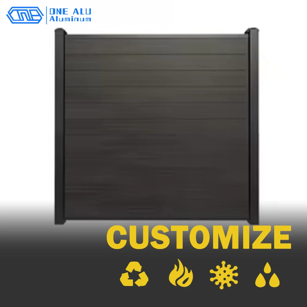 Wholesale WPC Garden Fence Panel Easy Installation UV Resistant Wood Plastic Composite Aluminum Frame Outdoor Fencing