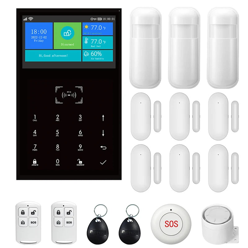 WiFi GSM Smart Home Alarm Security Kit - Tuya App Controlled System 2G GSM Kit D EU Plug Tidesmit