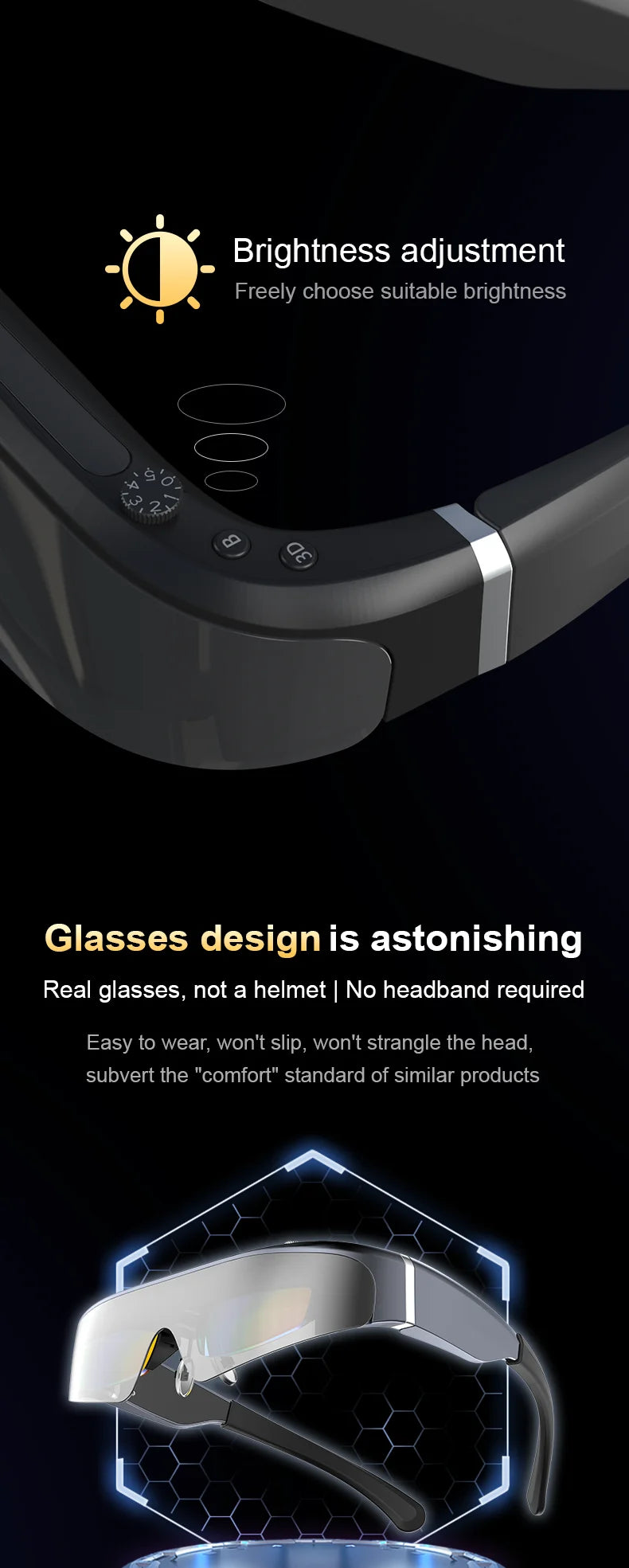 3D Android Smart Glasses VR Headset | 512GB OLED Spatial Display Tidesmit