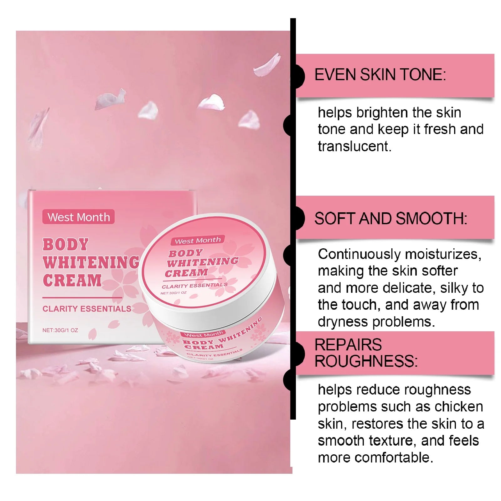 Body Whitening Niacinamide Brighten Cream For Intimate Parts Underarm Bleach Knees Lighten Thigh Inner Korean Skin Care Products
