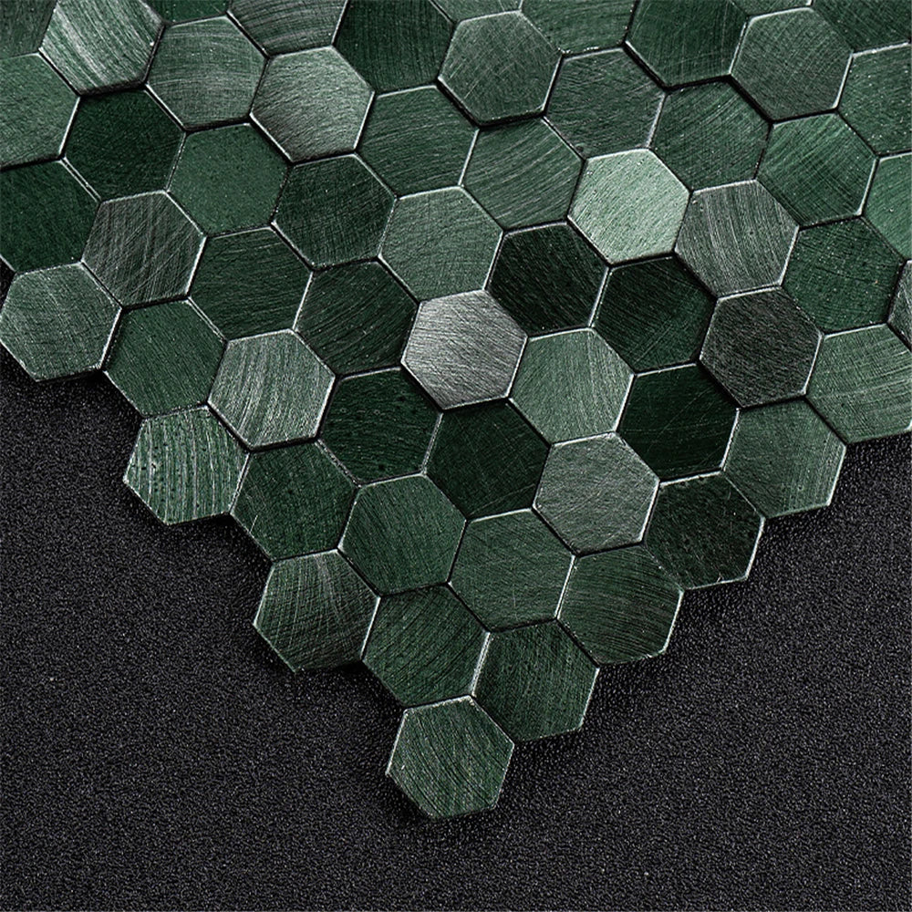 Luxury Metal Stainless Steel Wall Mosaic 3D Bathroom Mosaic Tile Aluminum Hexagon Mosaic Background Wall Sticker Self-adhesive