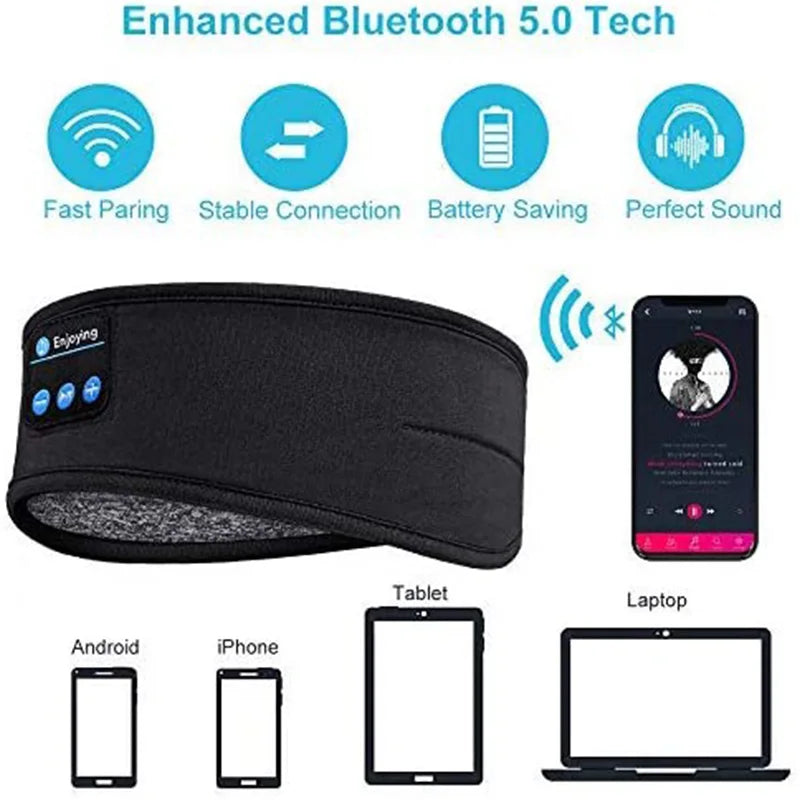 Bluetooth Sleep Headphones Headband - Soft Elastic Music Headset Tidesmit