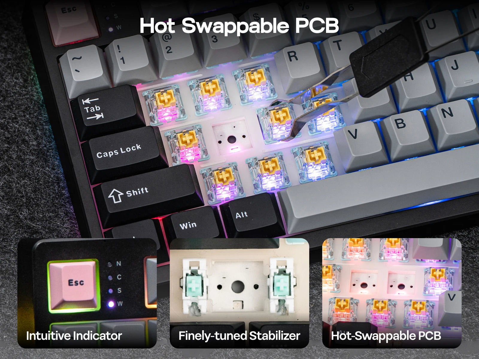 EPOMAKER TH108 PRO 100% Full-Sized Gasket-Mounted Wired/BT/2.4Ghz Wireless Mechanical Keyboard with Screen & Knob RGB Backlight