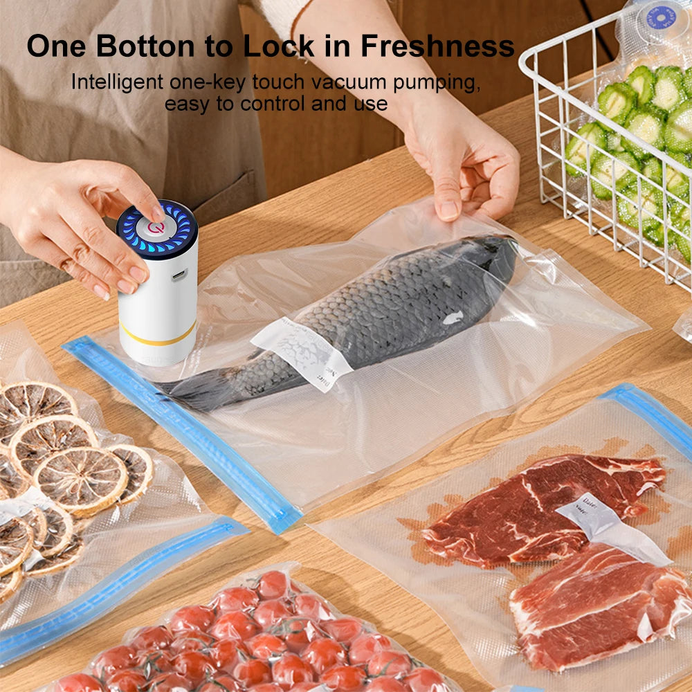 Mini Vacuum Sealer Pump Electric Air Pump Rechargeable Food Vacuum Packer with Food Vacuum Sealer Bags Food Fresh Packaging Bag