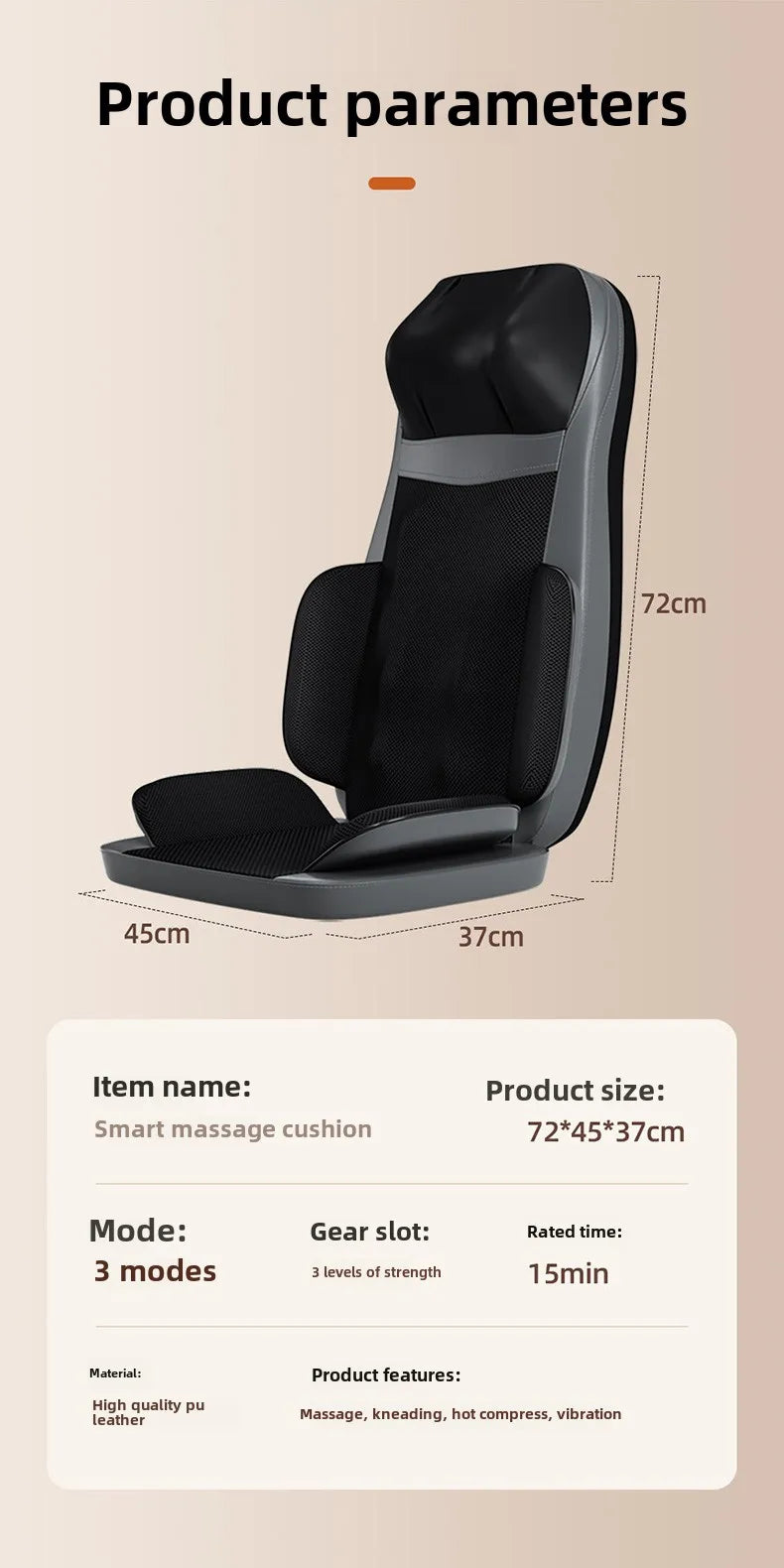 Electric Massage Cushion with Deep Tissue Kneading and Heat Therapy Massage Cushion Tidesmit