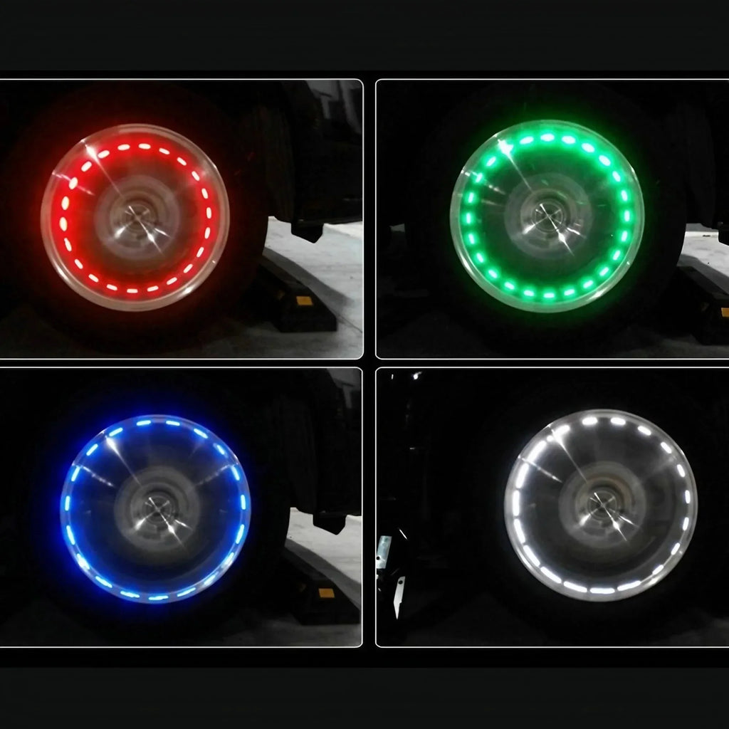 Solar LED Valve Cap Lights - RGB Waterproof Rim Decor for Wheels Tidesmit