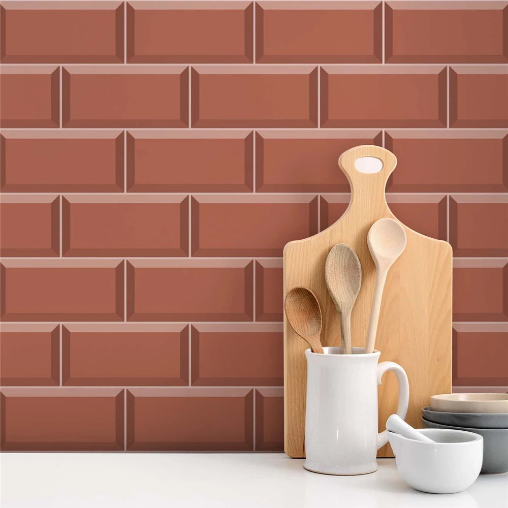 9/27/54PCS Pink Yellow Green Brick Tile Stickers For Kitchen Bathroom Wallpaper Waterproof Peel&Stick DIY Wall Sticker Home Deco