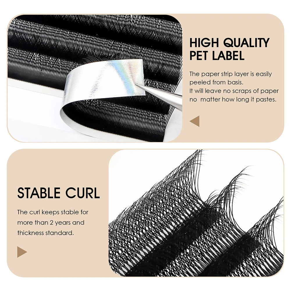 Premade Volume Fans Eyelashes 3D W Shape 0.07mm C Curl - Tidesmit False Eyelashes Tidesmit