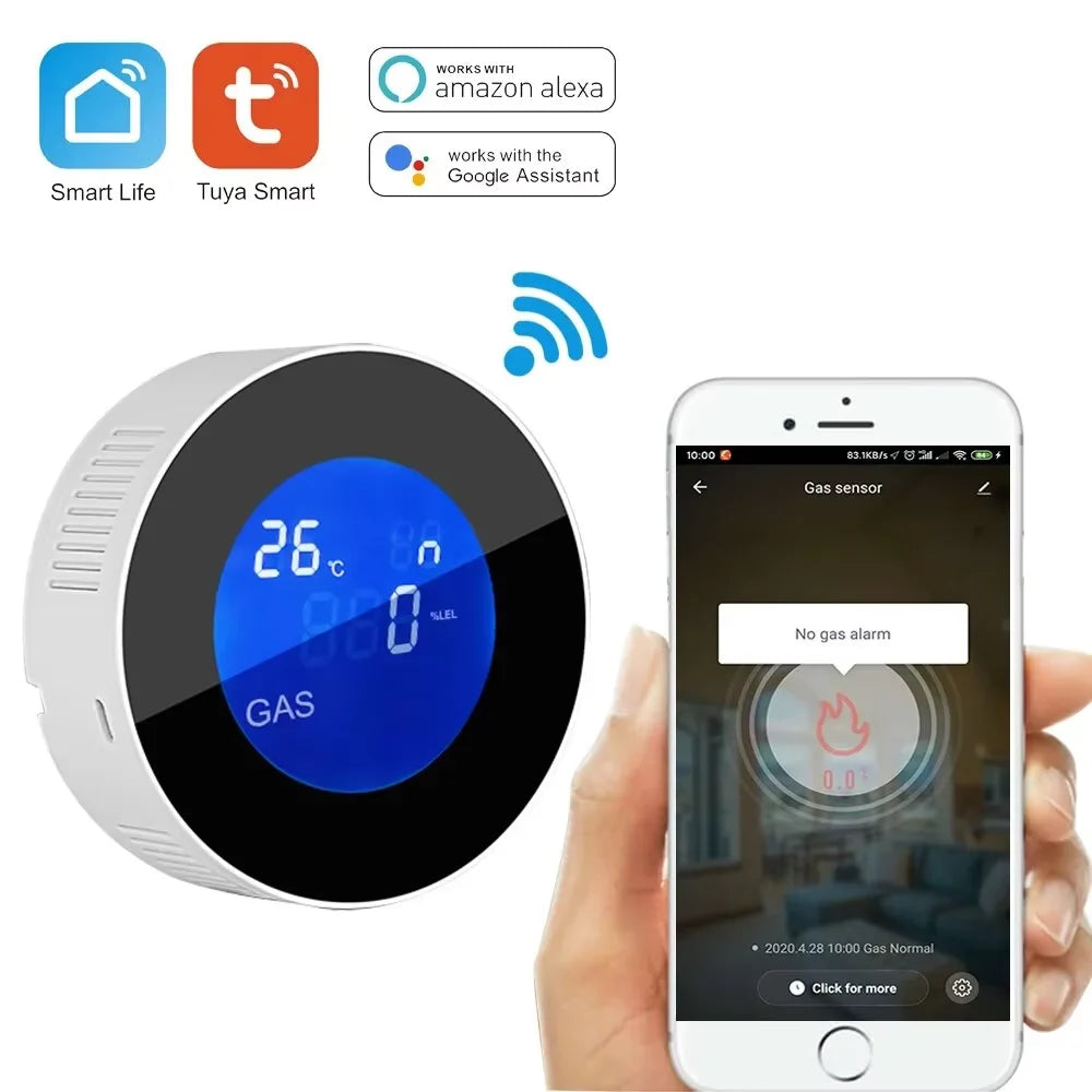 WiFi Gas Leak Detector Alarm - Smart Home App-Controlled Sensor Tidesmit