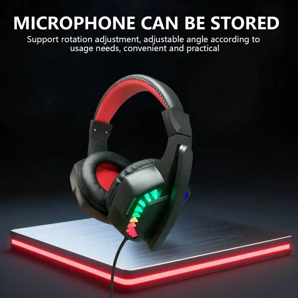 Wired Gaming Headset with RGB Audio - Black and Red Over-Ear Design Tidesmit