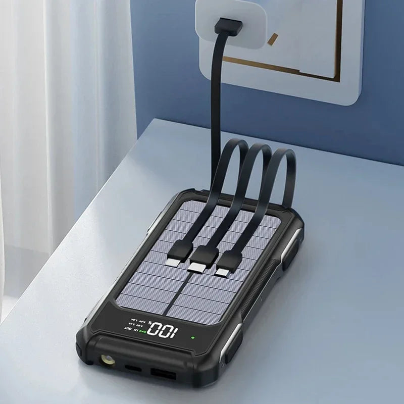 Solar Power Bank 200000mAh with Built-in Cables | Tidesmit Tidesmit