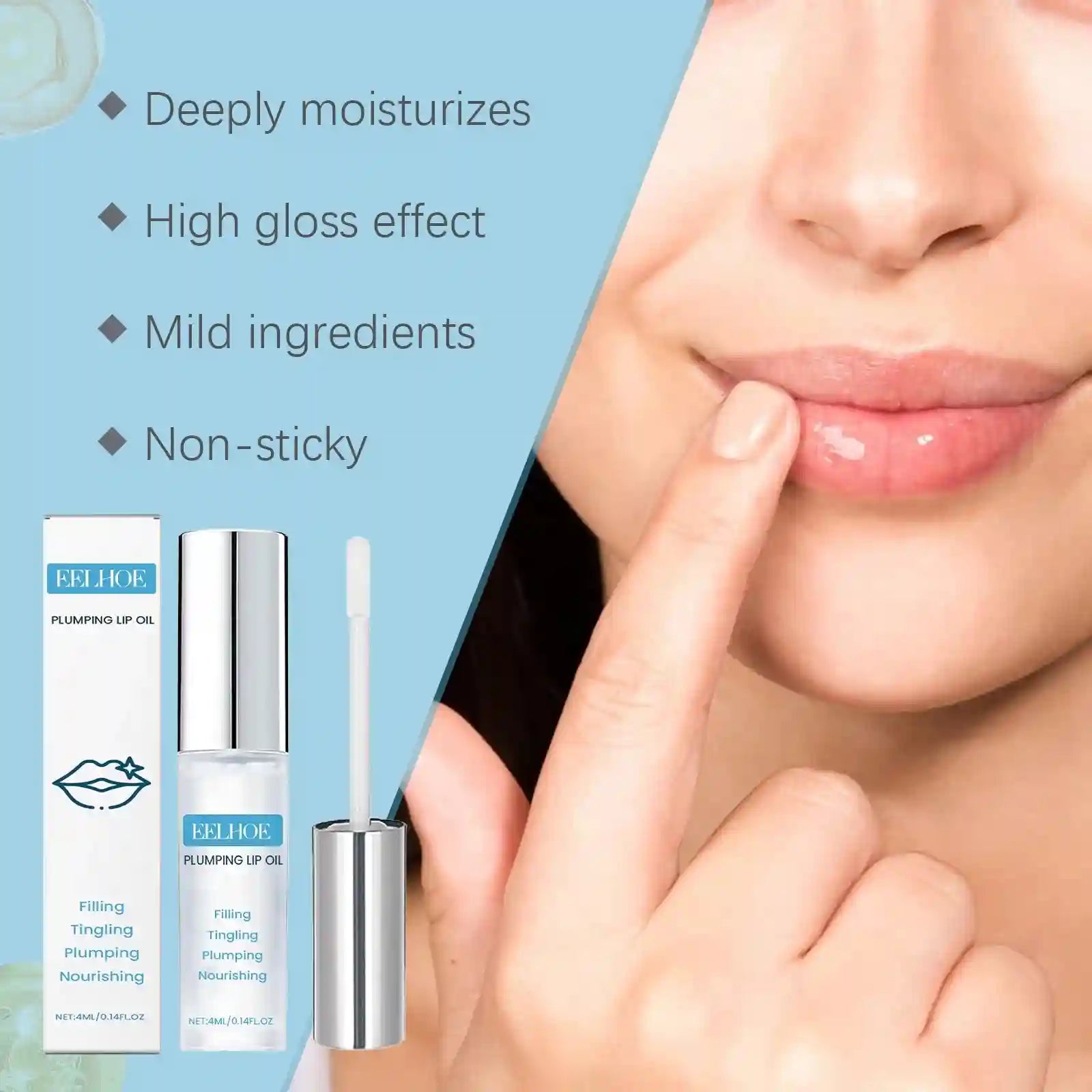 Plumping Lip Oil Moisturizing Gloss – Hydrating Lip Treatment by Tidesmit Lip Care Tidesmit
